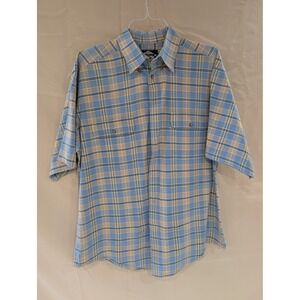 Mens XL Ruff Hewn Blue‎ Plaid Short Sleeve Button Up Casual Shirt